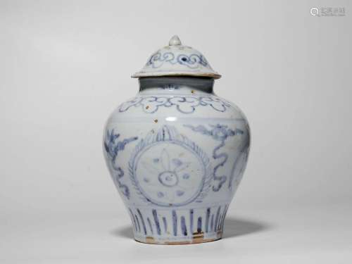 Blue-and-white Covered Jar