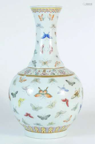 Famille Rose Vase with Butterflies Design