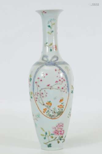 Famille Rose Flask with Reserved Floral Patterns and