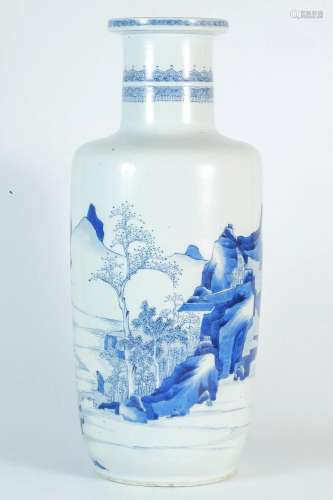 Blue-and-white Vase with Landscape and Figure Design