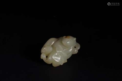 White Jade Double Badgers (Happiness and Blessing)