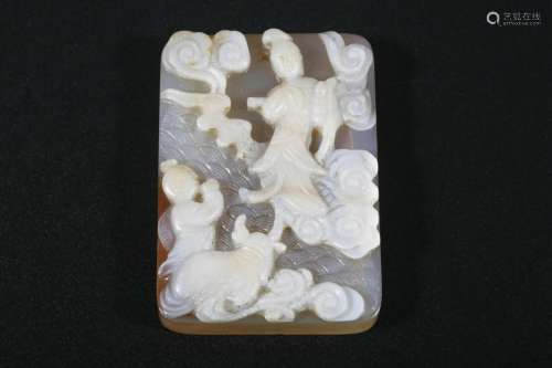 Agate Poem Piece with the Cowherd and the Weaving Maid