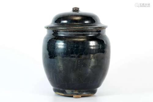 Black Glazed Covered Jar