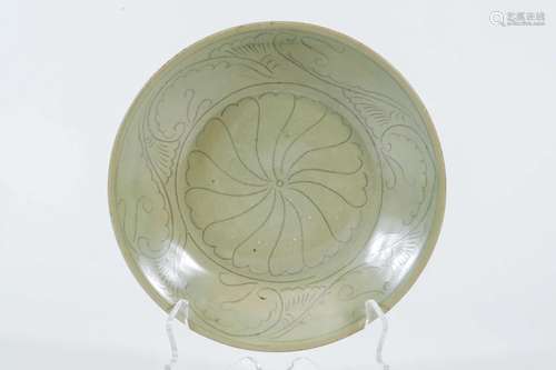 Celadon Glazed Dish with Floral Design, Yaozhou Ware