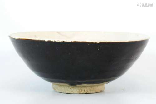 Bowl with Black Outer Glaze and White Inner Glaze
