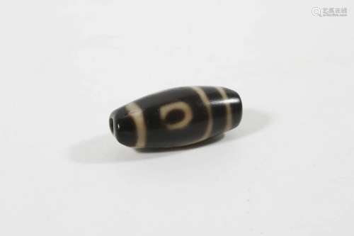 Chinese Pure Two Eyes Dzi Bead with Folded Lines