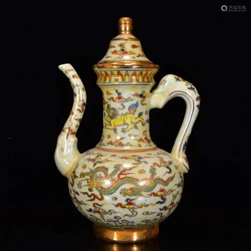 Ming gold dragon-print pot, size: high 32 x width 21cm