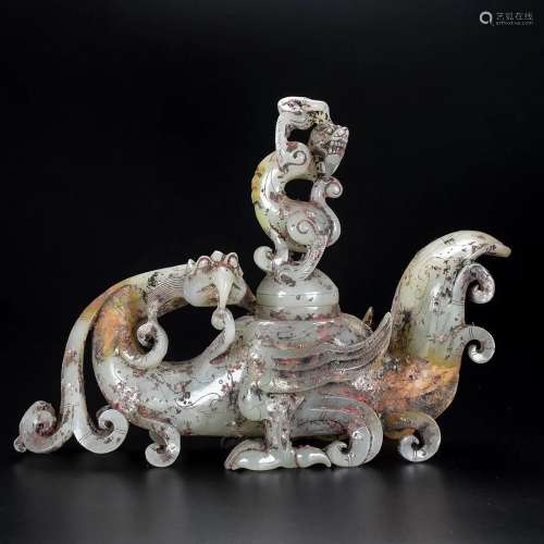Hetian jade Yulong Fengzun, exquisite carving, the