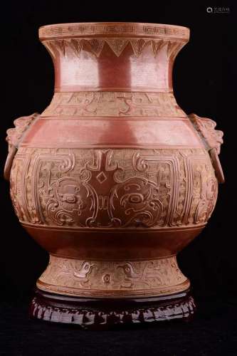 Qing Qianlong official kiln repair carved animal face