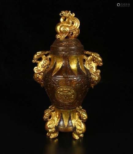 Old collection, Han Dynasty gold glass bottle,