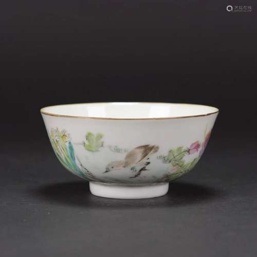 A QIANJIANG ENAMELLED 'FLOWER AND BIRD' BOWL, REPU...