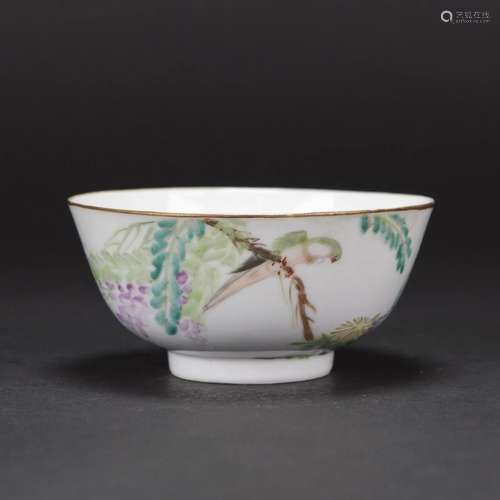 A QIANJIANG ENAMELLED 'FLOWER AND BIRD' BOWL, REPU...