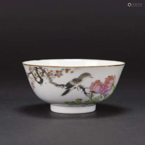 A QIANJIANG ENAMELLED 'FLOWER AND BIRD' BOWL, REPU...