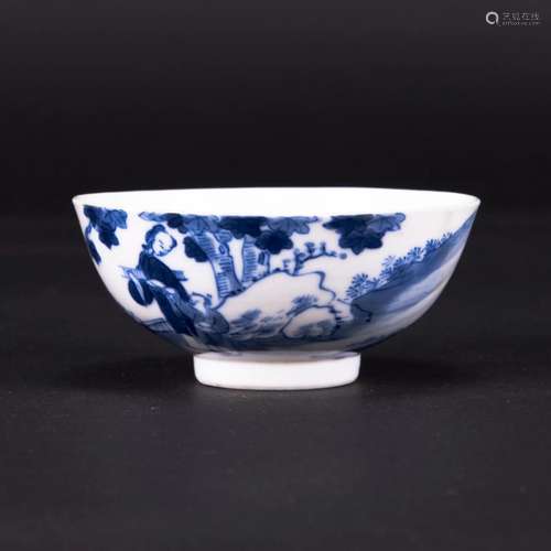 A BLUE AND WHITE 'FIGURAL' BOWL, QING DYNASTY