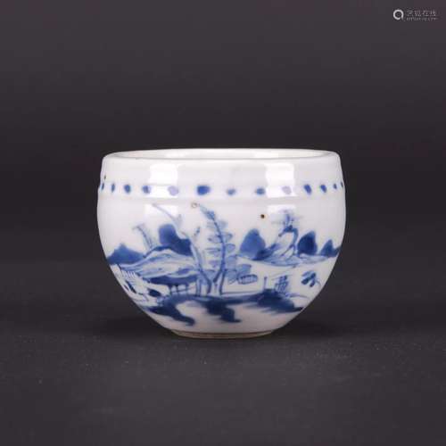 A CHINESE BLUE AND WHITE' LANDSCAPE' CUP