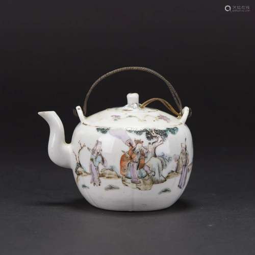 A CHINESE FAMILLE ROSE 'FIGURAL' TEAPOT, TONGZHI M...