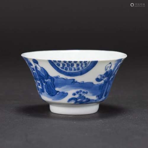 A BLUE AND WHITE 'FIGURAL' BOWL