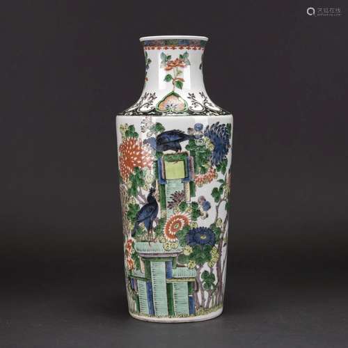 A WUCAI 'FLOWER AND BIRD' VASE