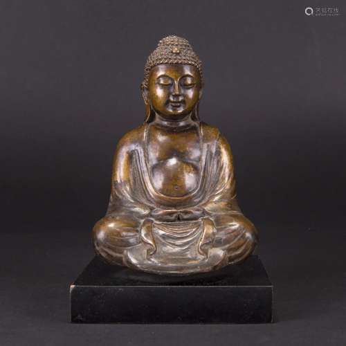 A BRONZE FIGURE OF BUDDHA WITH BASE