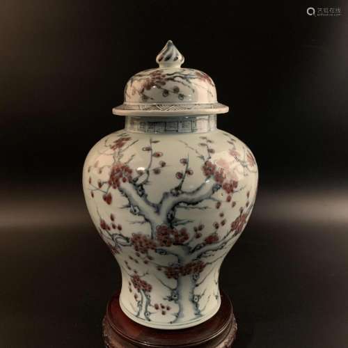 Chinese Blue and Red Glazed Jar
