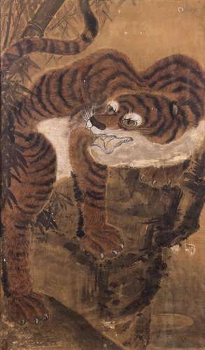 A CHINESE PAINTING OF TIGER