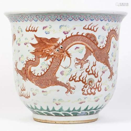 A FAMILLE ROSE DRAGON POT, GUANGXU PERIOD