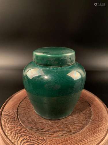 Chinese Green Glazed Cover Jar