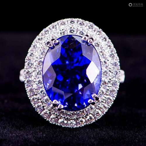 TANZANITE & DIAMOND RING W/ GIA & AIG CERTIFIED