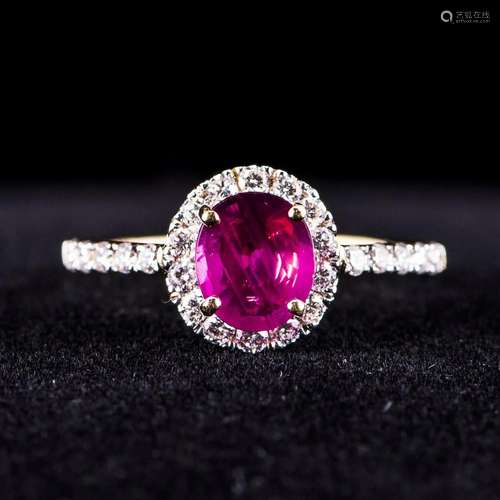 RARE UNHEATED RUBY & DIAMOND RING W/ GIA & SGL