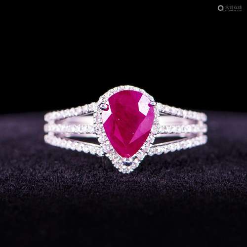 RUBY & DIAMOND RING 18KT W/ GIA & AIGL CERTIFIED