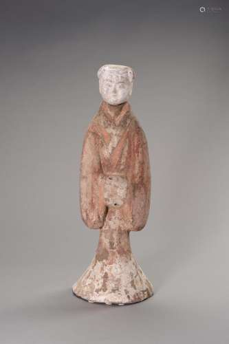 A VERY LARGE POTTERY FIGURE OF A COURT LADY WITH OXFORD TEST