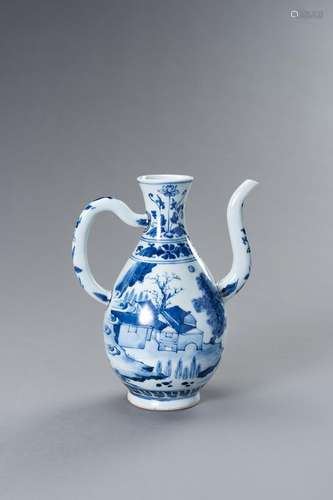 A BLUE AND WHITE PORCELAIN ‘LANDSCAPE’ TEAPOT