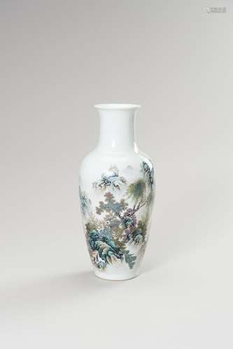 A FINE ENAMELED PORCELAIN ‘LANDSCAPE’ VASE, ATTRIBUTED TO ZH...