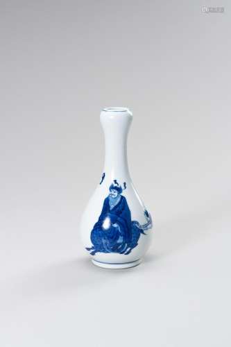 A BLUE AND WHITE PORCELAIN GARLIC VASE WITH ZHONG KUI AND A ...