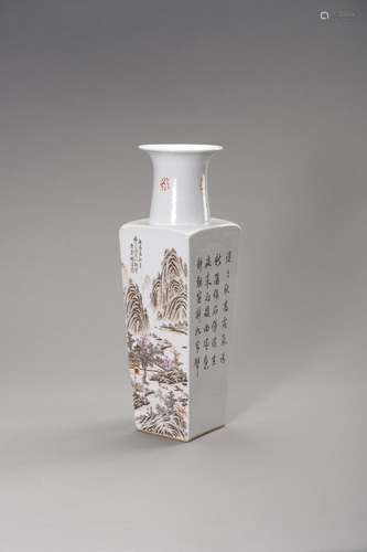 A PORCELAIN ‘RIVER LANDSCAPE’ VASE