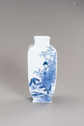 A BLUE AND WHITE PORCELAIN VASE AFTER WANG BU