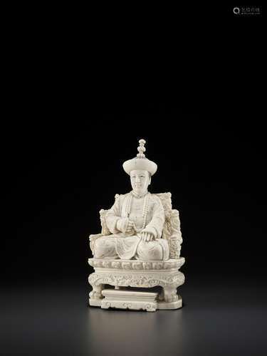 A PORTRAIT STATUE OF THE YONGZHENG EMPEROR, IVORY, LATER QIN...