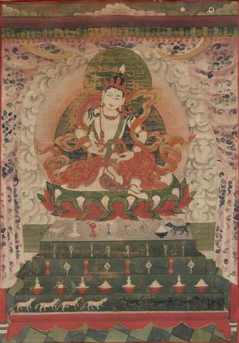 A RARE THANGKA OF LAKSHMI