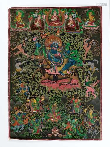 A THANGKA DEPICTING PALDEN LHAMO