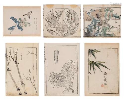 SIX CHINESE COLOR WOODBLOCK PRINTS, 18th CENTURY