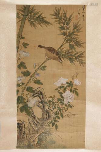 A SCROLL PAINTING OF A THRUSH, AFTER ZOU YIGUI