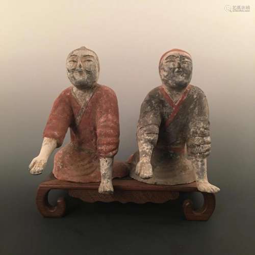 Pair of Chinese Pottery Figure