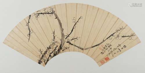 FAN SHAPE PLUM BLOSSOMS PAINTING