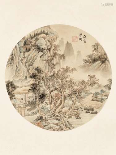 ‘MOUNTAIN LANDSCAPE’ AND CALLIGRAPHY BY PU TONG (1877-1952)