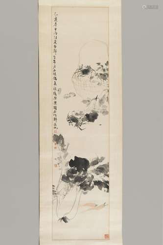 A ‘CRAB AND CABBAGE’ SCROLL PAINTING BY IMPORTANT ARTISTS