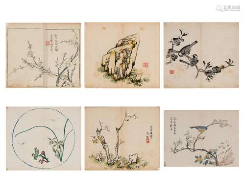 SIX CHINESE COLOR WOODBLOCK PRINTS, 18th CENTURY