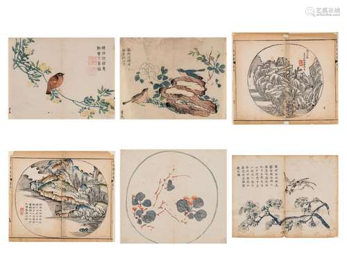 SIX CHINESE COLOR WOODBLOCK PRINTS, 18th CENTURY