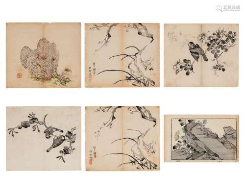 SIX CHINESE COLOR WOODBLOCK PRINTS, 18th CENTURY