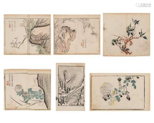 SIX CHINESE COLOR WOODBLOCK PRINTS, 18th CENTURY