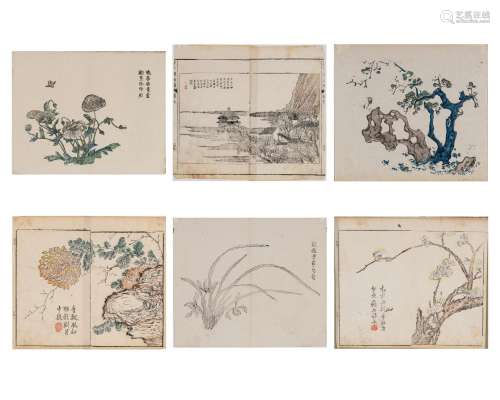 SIX CHINESE COLOR WOODBLOCK PRINTS, 18th CENTURY